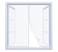 Mosquitera Ventana Magnetica, Mosquitera Para La Ventana, Cortina de Ventana para Prevenir Mosquitos y Insectos, Se cierra automáticamente es fácil de instalar - Blanco 60cm(Ancho) x 105cm(Alto)