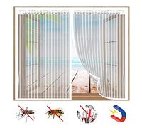 Mosquitera Ventana Magnetica, Protección Contra Insectos, Cortina de Malla Con Imanes, Cierra AutomáTicamente y es FáCil de Instalar, para Puertas y Ventanas-White-b|| 47x55inch(120x140cm)