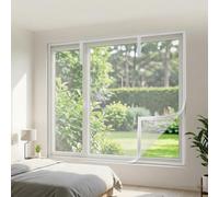 Mosquitera Ventana Medida, Malla de Fibra de Vidrio Autoadhesiva Sin Taladrar, Cortina para Ventanas con Cinta de Gancho y Bucle, Protección Total Anti Insectos(Blanca,45x100cm)
