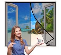 Mosquitera Ventanas Magnetica, 85x110 cm Mosquiteras Enrollables Magnética Automático con Malla Super Fina para para Ventanas Correderas Balcones Terraza- Negro H