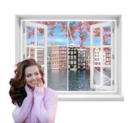 Mosquitera Ventanas Magnetica, 95x110cmMalla de Fibra Impenetrable Súper Resistente, Con Diseño Minimalista, Totalmente Magnética, Cierre Automático（Blanca）