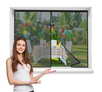 Mosquitera Ventanasmagnetica, 105x115cmHecha de Malla de Poliéster, Cierre Automático, Evita Paso Insectos, para VentanasCorredera, Ventanasde Balcón, y Habitación，Negra