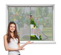 Mosquitera Ventanasmagnetica, 130x130cmCortina Magnética para VentanasContra Mosquitos e Insectos, Cortina Magnética de Malla Suave para Verano，Gris