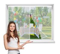 Mosquitera Ventanasmagnetica, 50x125cmCortina Mosquiteras Magnética para VentanasCorredera de Balcón/Patio, Se Cierra Automáticamente, Fácil Instalación sin Taladrar ，Blanca