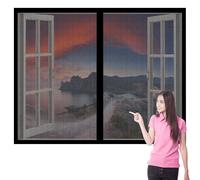 Mosquiteras de Ventanas Magneticas Ajustable 178 x 194 cm sin Taladrar Adsorción Magnética Anti Mosquito Evita El Paso de Insectos para Ventanas Balcón Patio, Negro