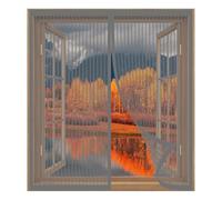 Mosquiteras de Ventanas sin Taladrar 65 x 75 cm Fácil Instalación sin Taladrar, Fácil de Limpiar Protección de Insectos Mosca Cortina para Todas Las Ventanas, Gris