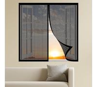 Mosquiteras de Ventanas sin Taladrar 75 x 110 cm sin Taladrar Cortina de Ventana Magnética Sellado Automaticamente para Sala de Estar Dormitorio Balcón, Negro