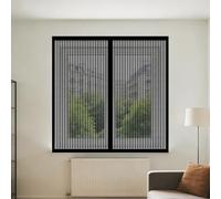 Mosquiteras Magneticas 100 x 140 cm Imanes Se Cierran Automáticamente Mosquitera Ajustable Ventanas Fácil de Limpiar para Todas Las Ventanas, Negro