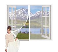 Mosquiteras Magneticas 105 x 110 cm Imanes Se Cierran Automáticamente Mosquitera Ventana Magnetica Lavables para Ventana de Bricolaje para Caseras Oficina, Blanco