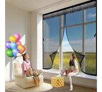 Mosquiteras Magneticas 105 x 115 cm Evitar Que Insectos, Moscas y Mosquitos Entren en Las Ventanas, Mosquiteras de Ventanas, con Cinta Adhesiva para Todas Las, Negro