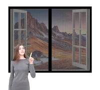 Mosquiteras Magneticas 115 x 65 cm Imanes Se Cierran Automáticamente Cortinas Mosquitera Ventana Fácil de Limpiar para Ventanasde Balcón, Ventanasde Patio, Sala, Negro