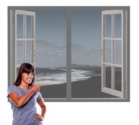 Mosquiteras Magneticas 75 x 135 cm Protección Contra Mosquitos y Moscas Mosquitera Ajustable Ventanas Fácil de Limpiar para Ventanasde Balcón, Ventanasde Patio, Sala, Gris