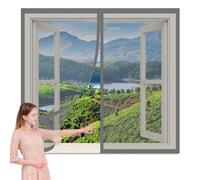 Mosquiteras Magneticas 75 x 165 cm Protección Contra Mosquitos y Moscas Window Mosquito Net Fácil de Ensamblar Autoadhesivo para Todas Las Ventanas, Gris