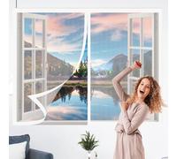 Mosquiteras Magneticas 80 x 160 cm Protección Contra Mosquitos y Moscas Mosquitera Ventana Mosquiteras Lavables para Todas Las Ventanas Interiores y Exteriores, Blanco