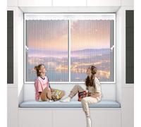 Mosquiteras Magneticas 85 x 155 cm Evitar Que Insectos, Moscas y Mosquitos Entren en Las Ventanas, Mosquiteras de Ventanas, con Cinta Adhesiva para Todas Las, Blanco