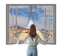 Mosquiteras Magneticas 95 x 110 cm Protección Contra Mosquitos y Moscas Mosquitera Ventana Mosquiteras Fácil de Ensamblar Autoadhesivo Adecuada para Decoración Del Hogar, Gris