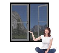 Mosquiteras Magneticas 95 x 110 cm sin Taladrar Ni Atornillar Mosquitera Ajustable Ventanas Fácil de Limpiar Adecuada para Decoración Del Hogar, Negro