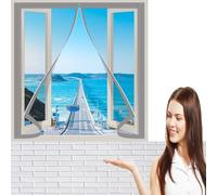 Mosquiteras Magneticas para Ventanas 105 x 107 cm Fácil de Instalar Pantalla de Ventana Magnética sin Taladrar Mantiene La Circulación de Aire Fresco, Gris