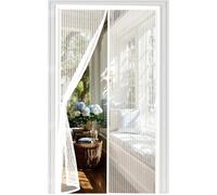 Mosquiteras para Puertas 101 x 187 cm Cierre Automático con Imanes y Pesos, Taladrar Fácil de Instalar Mantiene, Cortina Mosquitera Magnética para Balcón, Cocina, Blanco