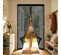 Mosquiteras para Puertas 109 x 204 cm Malla Imanes de Poliéster Imanes, Se Cierra Automáticamente Magnético Cortina para Protección Contra Insectos para Cocina, Comedor, Negro