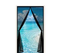 Mosquiteras para Puertas 110 x 160 cm Transpirables Antimosquitos, Sin Taladros, Magnético Automático, Con Velcra, Cortina Mosquitera Corredera para Ventanas y Balcón, Negro