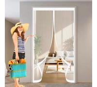 Mosquiteras para Puertas 125 x 130 cm Varios Tallas, Cierre Automático, No Requiere Herramientas, Mantiene El Aire Fresco Mosquitera Cortina Puerta para Puertas Del Balcón, Blanco