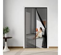 Mosquiteras para Puertas 131 x 188 cm Cierre Automático con Imanes y Pesos, Taladrar Fácil de Instalar Mantiene Cortina Magnética Puerta Doble para Balcón, Cocina, Negro