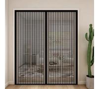 Mosquiteras para Puertas 132 x 246 cm Cierre Automático con Imanes y Pesos, Taladrar Fácil de Instalar Mantiene Mosquitera para Puertas para Todos Tamaños, Negro