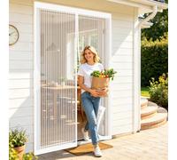 Mosquiteras para Puertas 133 x 209 cm Cierre Automático con Imanes Fuertes, Diseño de Gancho de Anillo Magnético Cortina para Protección Contra Insectos para Salón, Balcón, Blanco
