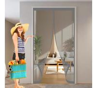 Mosquiteras para Puertas 135 x 140 cm Varios Tallas, Cierre Automático, No Requiere Herramientas, Mantiene El Aire Fresco Mosquitera Cortina Puerta para Puertas Del Balcón, Gris