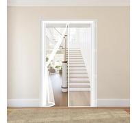 Mosquiteras para Puertas 140 x 292 cm con Fuertes Imanes para Un Autocierre, Fácil Instalación sin Taladrar, Antimosquitos Rede Mosquito Porta Magnética para Dormitorio, Blanco