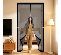 Mosquiteras para Puertas 142 x 202 cm Poliéster Resistente, con Ganchos, Silenciosa y Automática Magnético Cortina para Protección Contra Insectos para Balcón, Entrada, Negro