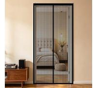 Mosquiteras para Puertas 142 x 224 cm Cierra Automáticamente, Fácil Instalación sin Taladrar Magnético Cortina para Protección Contra Insectos para Salón, Balcón, Negro