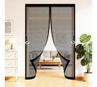 Mosquiteras para Puertas 145 x 150 cm Cierre Automático con Imanes Potentes Resistente a La Rotura Transpirables Puerta Mosquitera para Puerta Ventanas, Negro