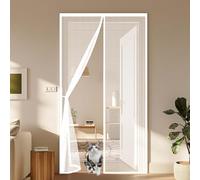Mosquiteras para Puertas 145 x 200 cm Transpirables Antimosquitos, Sin Taladros, Magnético Automático, Con Velcra, Magnet Fly Screen Door Protección para Ventanas y Balcón, Blanco