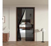 Mosquiteras para Puertas 53 x 200 cm Transpirables Antimosquitos, Sin Taladros, Magnético Automático, Con Velcra, Malla Ligera Antinsectos para Ventanas y Balcón, Negro