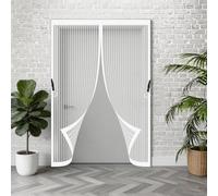 Mosquiteras para Puertas 60 x 135 cm Fácil Instalación sin Taladrar Protección Contra Insectos Resistente Antimosquitos Puerta de Malla Magnética para Puerta Ventanas, Blanco