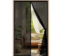 Mosquiteras para Puertas 60 x 180 cm Cierre Automático con Imanes y Pesos, Taladrar Fácil de Instalar Mantiene Cortina Mosquitera para Puertas para Balcón, Cocina, Negro