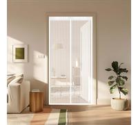 Mosquiteras para Puertas 65 x 195 cm Transpirables Antimosquitos, Sin Taladros, Magnético Automático, Con Velcra, Cortina Mosquitera Corredera para Pasillos Balcn Puertas, Blanco