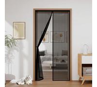 Mosquiteras para Puertas 79 x 205 cm Cierre Automático con Imanes y Pesos, Taladrar Fácil de Instalar Mantiene Cortina Magnética para Puerta para Todos Tamaños Puertas, Negro