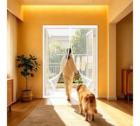 Mosquiteras para Puertas 84 x 192 cm Poliéster Resistente, con Ganchos, Silenciosa y Automática Magnético Cortina para Protección Contra Insectos para Cocina, Comedor, Blanco