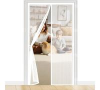 Mosquiteras para Puertas 88 x 208 cm con Fuertes Imanes para Un Autocierre, Fácil Instalación sin Taladrar, Antimosquitos Cortina Magnética Puerta Doble para Dormitorio, Blanco