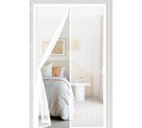 Mosquiteras para Puertas 94 x 230 cm Cierre Automático con Imanes y Pesos, Taladrar Fácil de Instalar Mantiene, Mosquitera para Puertas para Dormitorio, Blanco