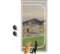 Mosquiteras para puertas, redes y mallas, Puerta mosquitera de malla de acero for mascotas con cierre magnético y cremallera en varios tamaños.(80x200cm)