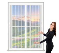 Mosquiteras para Ventana 100 x 110 cm Cierre Automático de Arriba a Abajo, Mantiene El Aire Fresco Dentro y Los Bichos Fuera Cortina Magnética para Todas Las Ventana, Blanco