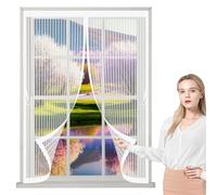 Mosquiteras para Ventana 110 x 135 cm Varios Tallas, Cierre Automático, No Requiere Herramientas, Mantiene El Aire Fresco Cortina Mosquiteras para Todas Las Ventana, Blanco