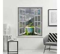 Mosquiteras para Ventana 115 x 115 cm Varios Tallas, Cierre Automático, No Requiere Herramientas, Mantiene El Aire Fresco Cortinas Mosquiteras para Todas Las Ventana, Gris