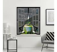 Mosquiteras para Ventana 125 x 130 cm Varios Tallas, Cierre Automático, No Requiere Herramientas, Mantiene El Aire Fresco Cortinas Mosquiteras para Todas Las Ventana, Negro