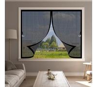 Mosquiteras para Ventana 135 x 140 cm Cierre Automático de Arriba a Abajo, Mantiene El Aire Fresco Dentro y Los Bichos Fuera Cortina Antimosquitos para Todas Las Ventana, Negro