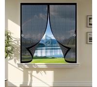 Mosquiteras para Ventana 135 x 140 cm Varios Tallas, Cierre Automático, No Requiere Herramientas, Mantiene El Aire Fresco Cortina Antimosquitos para Todas Las Ventana, Negro